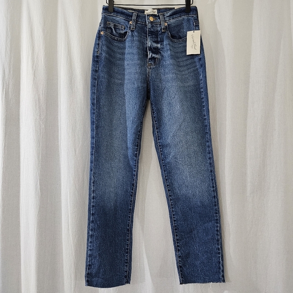 Universal Thread High Rise 90s Slim Comfort Stretch Dark Blue Jeans Size 4 - Picture 7 of 14